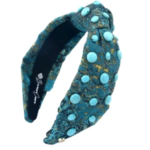 Turquoise & Gold Headband with Turquoise Stones-Brianna Cannon Clearance