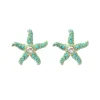 Turquoise Cabochon and Crystal Starfish Stud Earrings-Brianna Cannon Online