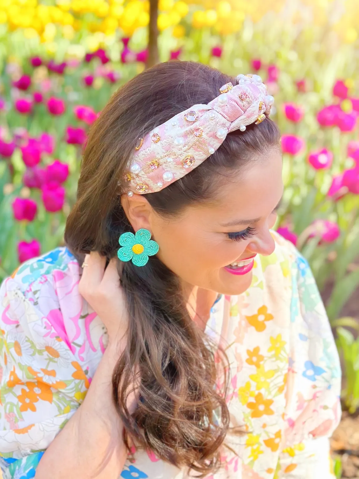 turquoise_green_raffia_da_1.webp Turquoise Green Raffia Daisy Earrings-Brianna Cannon Hot