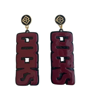 University of South Carolina Garnet & Black Glitter COCKS Earrings-Brianna Cannon Hot