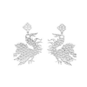 University of South Carolina Silver Gamecock Earring with BC Logo-Brianna Cannon Fashion