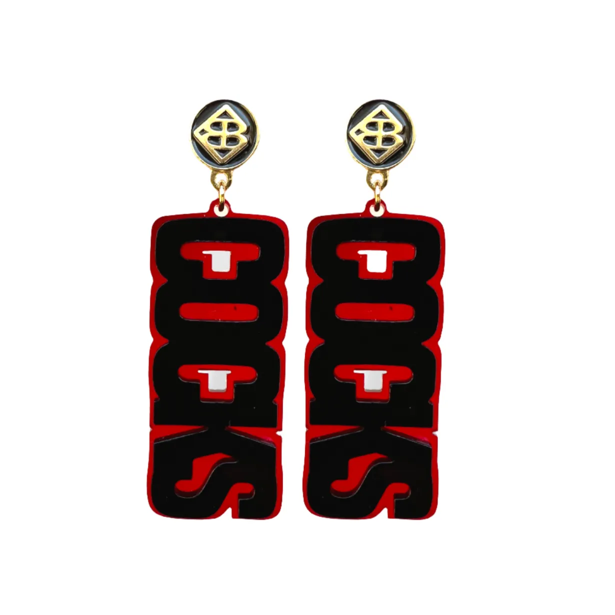 university_of_south_carol_0-15.webp University of South Carolina Black and Garnet COCKS Earrings-Brianna Cannon New