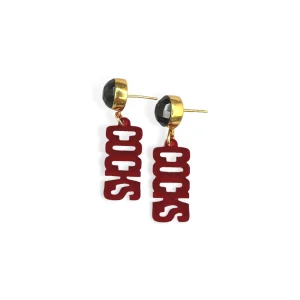 University of South Carolina Mini Garnet COCKS Earrings-Brianna Cannon Hot