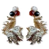 University of South Carolina Gold Gamecock Earrings with 3 Gemstones-Brianna Cannon Outlet