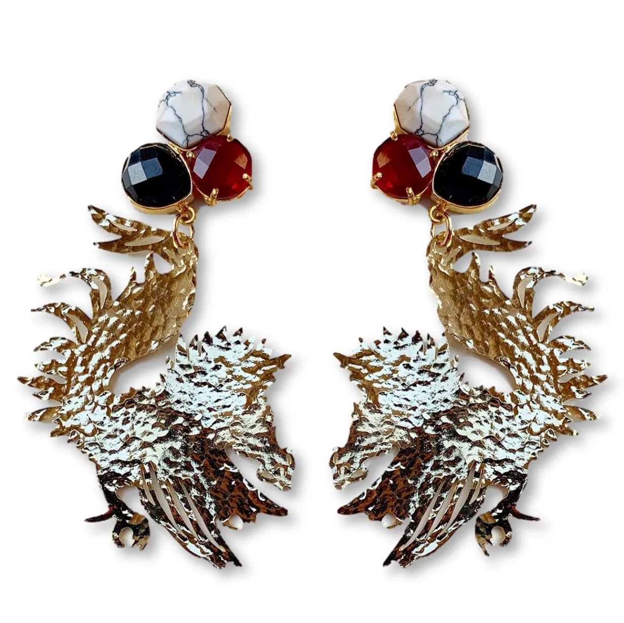 university_of_south_carol_0-20.webp University of South Carolina Gold Gamecock Earrings with 3 Gemstones-Brianna Cannon Outlet