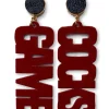 University of South Carolina Garnet "GAME COCKS" Earrings with Black Druzy-Brianna Cannon Hot