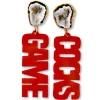University of South Carolina Garnet "GAME COCKS" Earrings with Black Geode-Brianna Cannon Clearance
