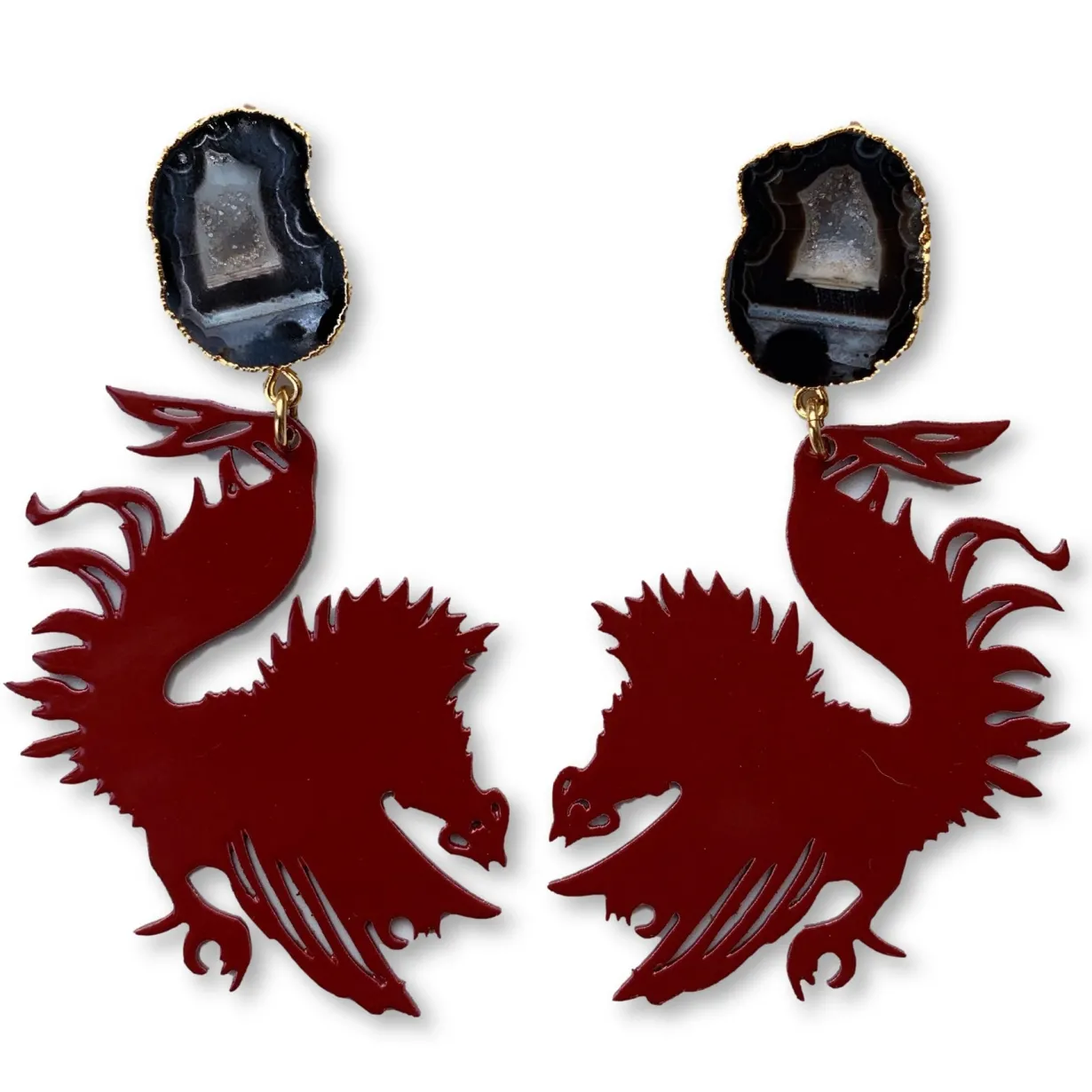 university_of_south_carol_0-25.webp University of South Carolina Garnet Gamecock Earrings with Black Geode-Brianna Cannon Hot
