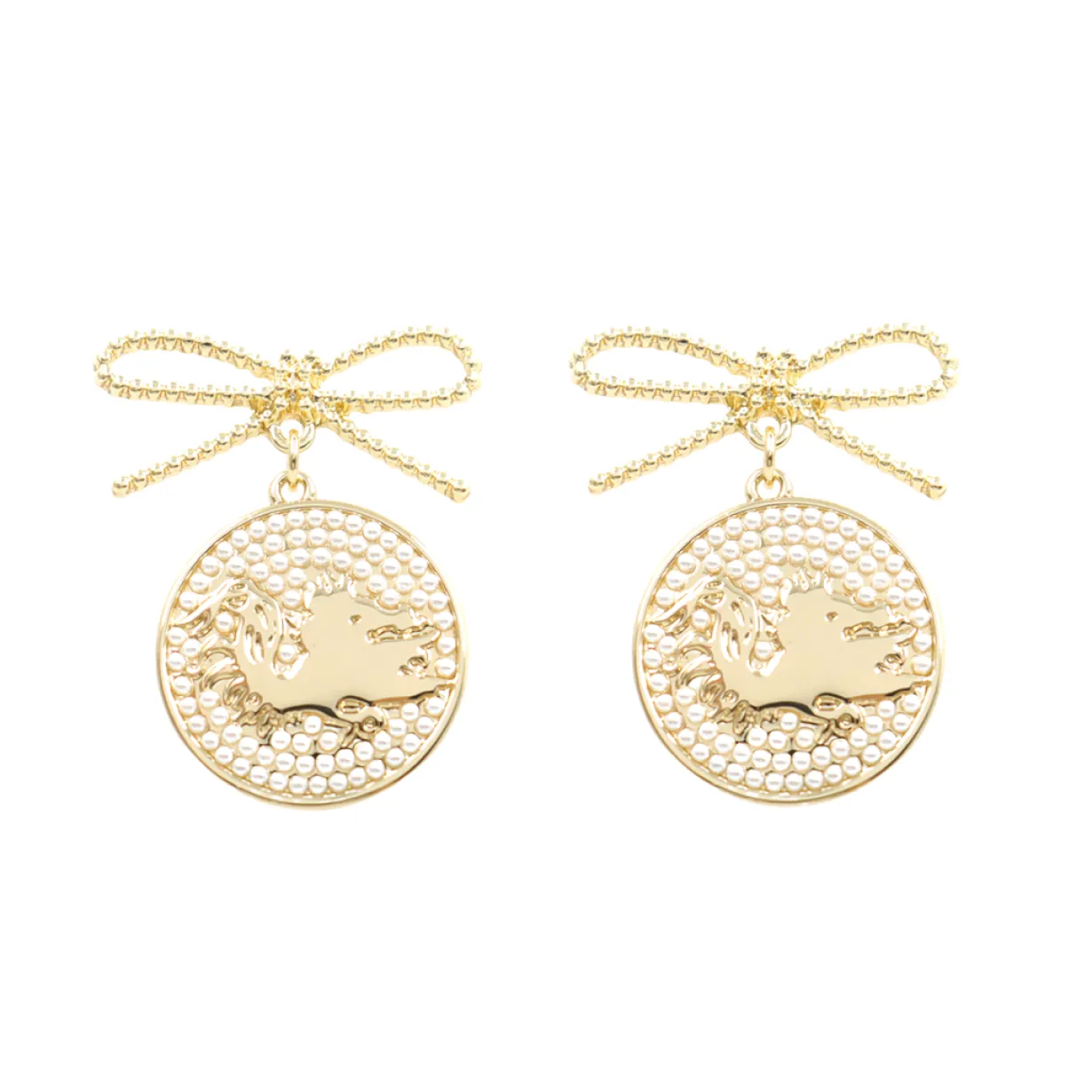 university_of_south_carol_0.webp University of South Carolina Pearl Bow Medallion Earrings-Brianna Cannon New