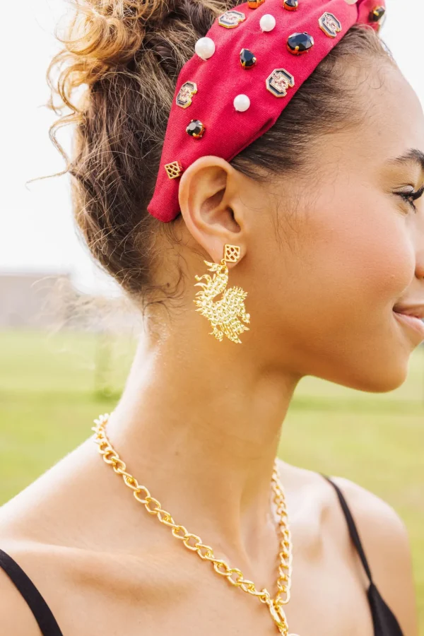 University of South Carolina Gold Gamecock Earring with BC Logo-Brianna Cannon Clearance