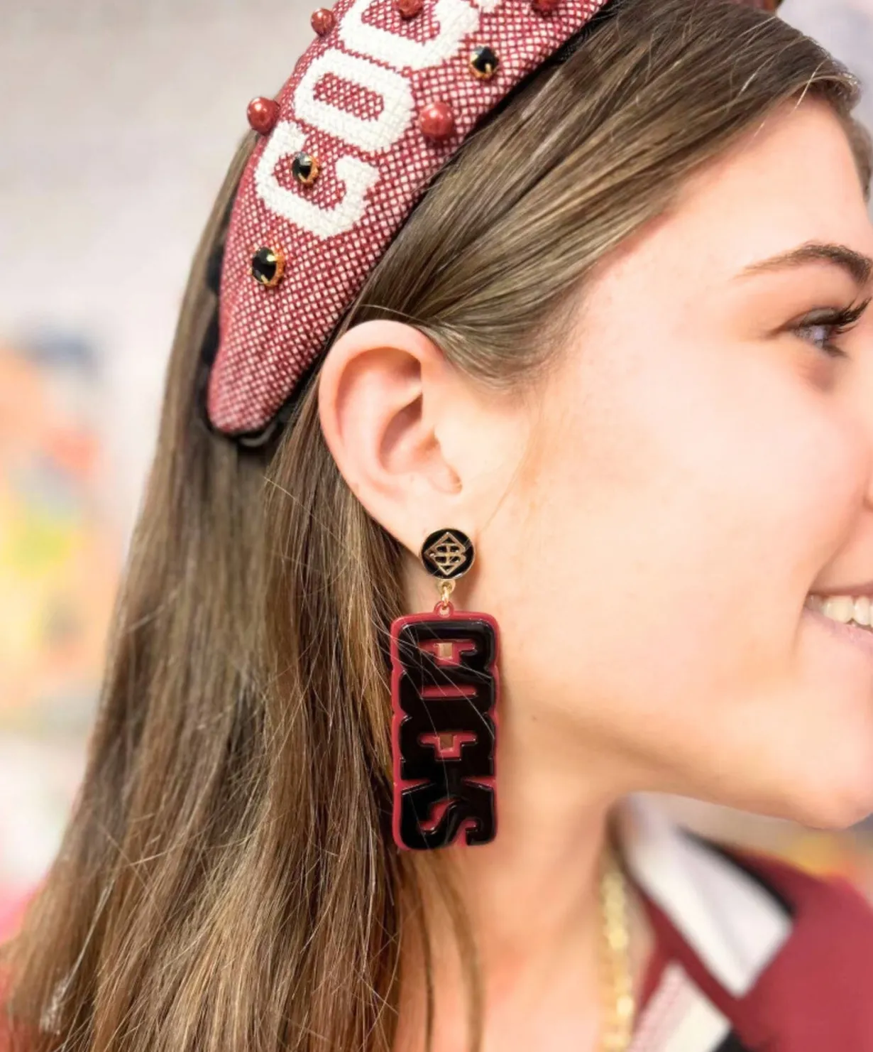 university_of_south_carol_1-13.webp University of South Carolina Black and Garnet COCKS Earrings-Brianna Cannon New