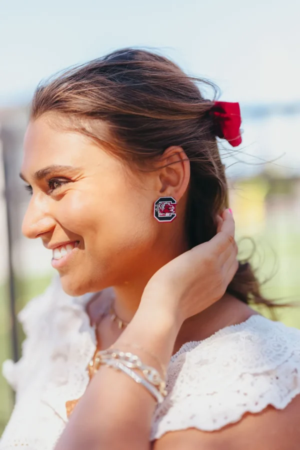 University of South Carolina Garnet Logo Studs-Brianna Cannon Clearance