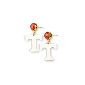 University of Tennessee Mini White Power T Earrings-Brianna Cannon Online