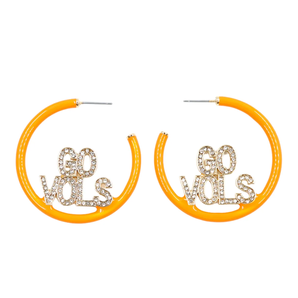 university_of_tennessee_o_0-3.webp University of Tennessee Orange GO VOLS Pavé Hoop Earrings-Brianna Cannon Online