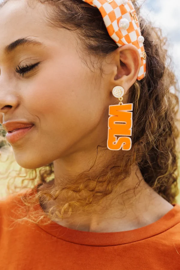University of Tennessee Orange and White VOLS Earrings-Brianna Cannon Sale