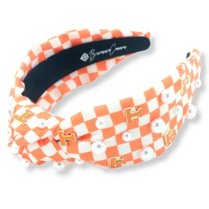 University of Tennessee Orange and White Checkerboard Tennessee Logo Headband-Brianna Cannon Best