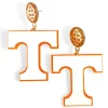 University of Tennessee White and Orange Power T Earrings-Brianna Cannon Clearance