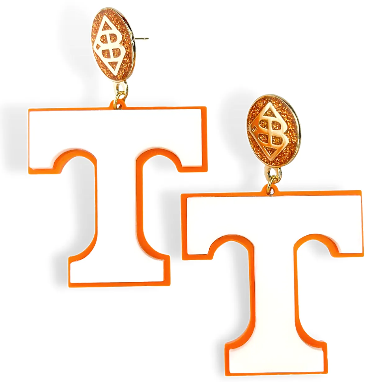 university_of_tennessee_w_0-4.webp University of Tennessee White and Orange Power T Earrings-Brianna Cannon Clearance