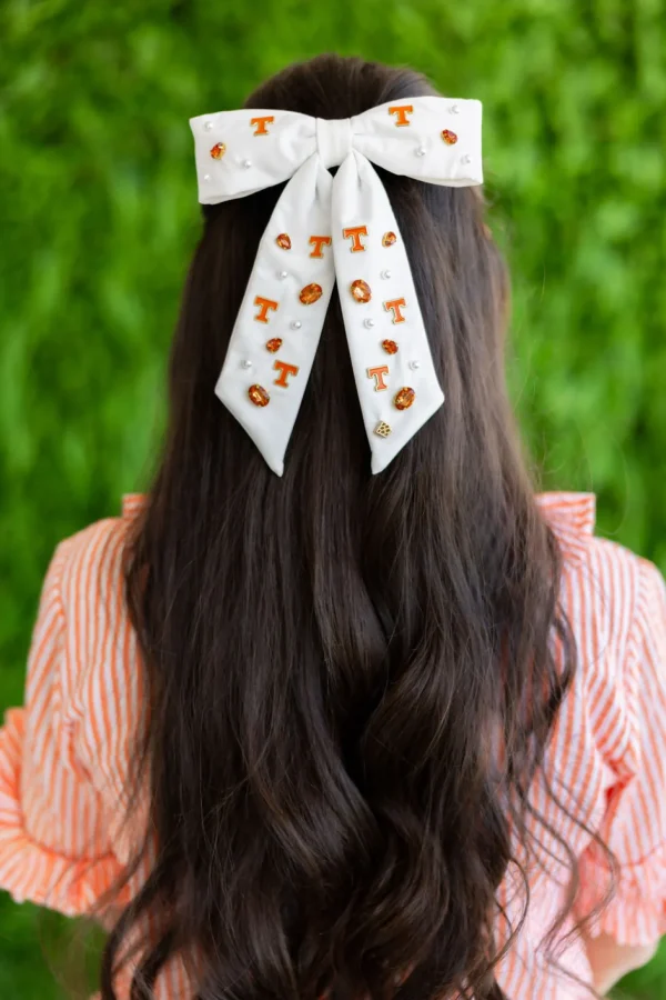 University of Tennessee White Tennessee Bow Barrette-Brianna Cannon Sale