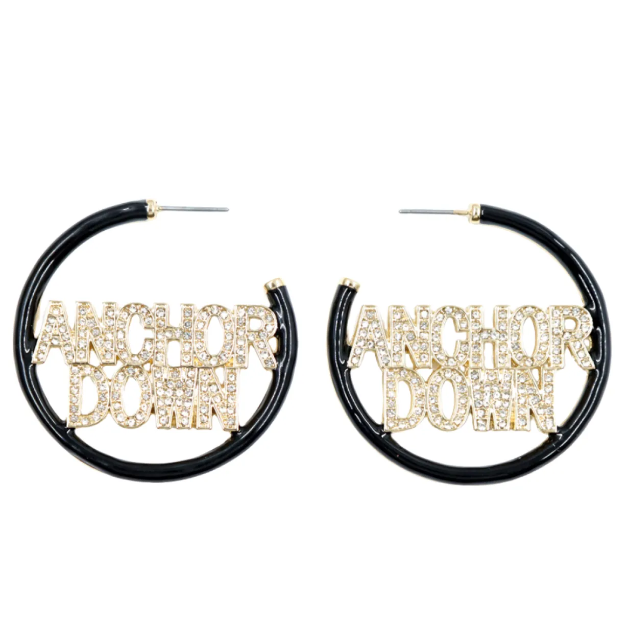 vanderbilt_anchor_down_bl_0.webp Vanderbilt ANCHOR DOWN Black Pavé Hoop Earrings-Brianna Cannon Outlet