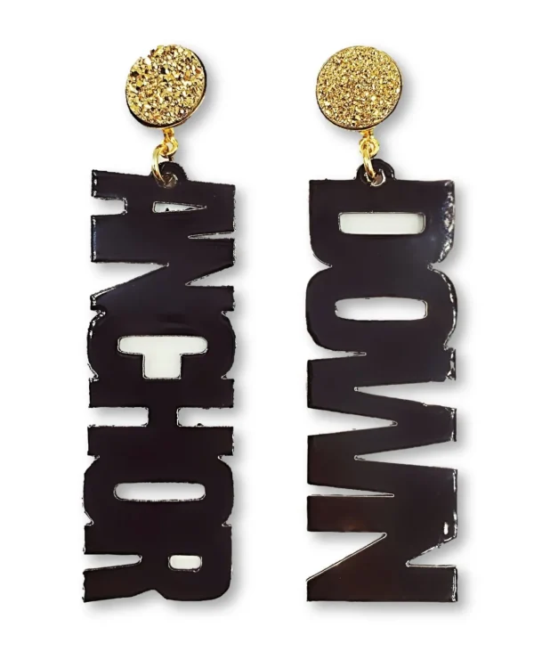 Vanderbilt Black ANCHOR DOWN Earrings with Gold Druzy-Brianna Cannon Hot