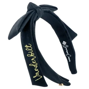 Vanderbilt Black Thin Embroidered Ribbon Bow Headband-Brianna Cannon Hot