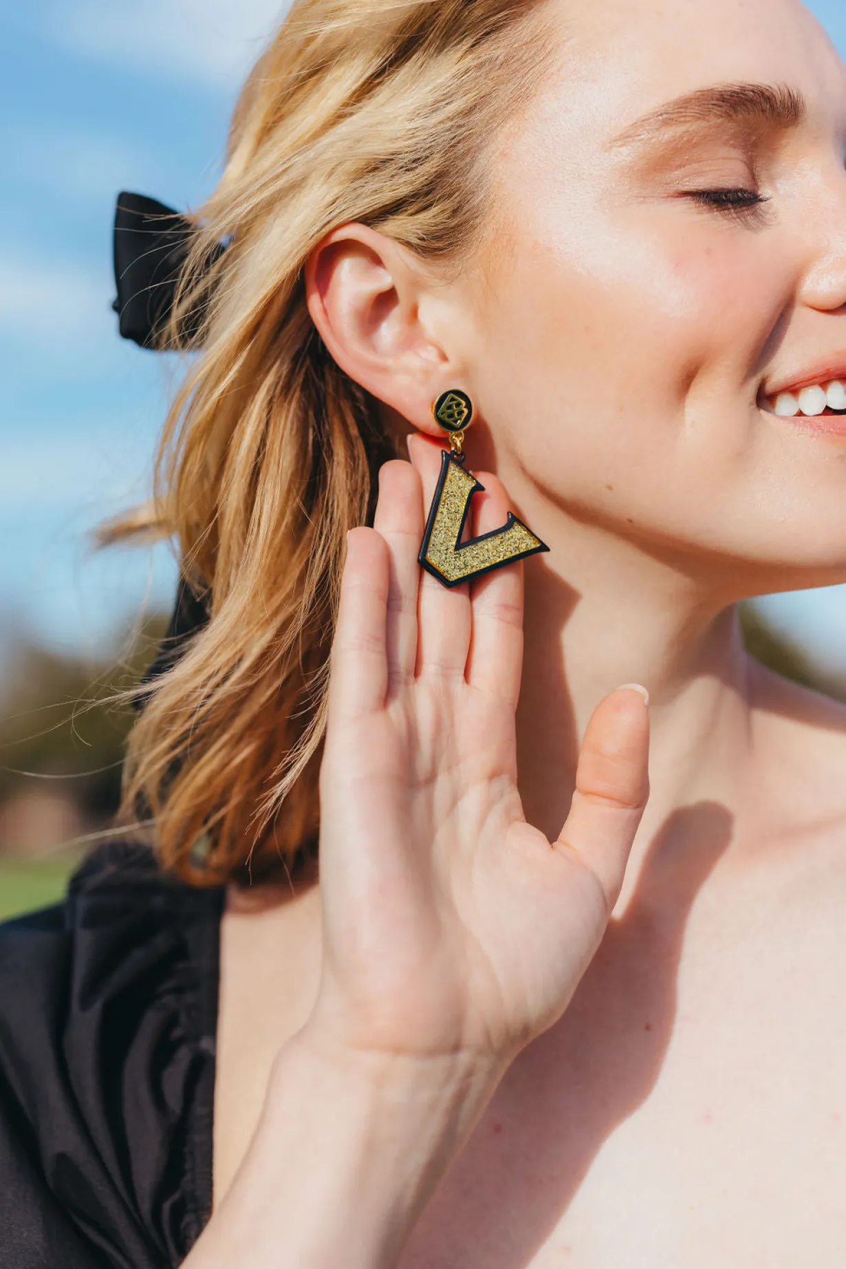 vanderbilt_gold_logo_over_4.webp Vanderbilt Gold Logo over Black Earrings-Brianna Cannon Hot