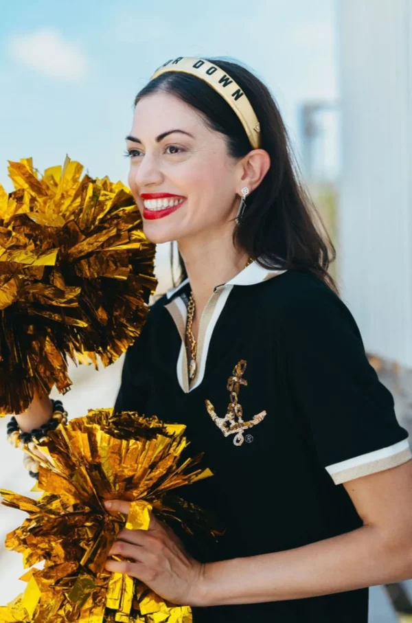 Vanderbilt Gold Thin Embroidered Headband-Brianna Cannon Outlet