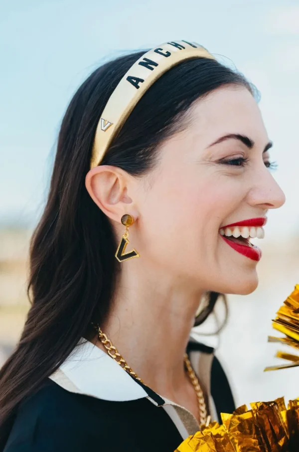 Vanderbilt Gold Thin Embroidered Headband-Brianna Cannon Outlet
