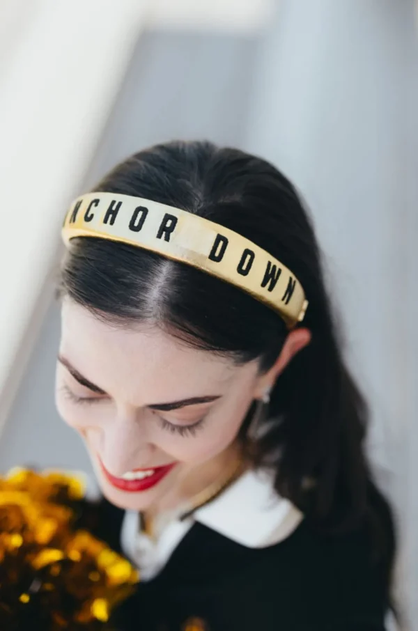 Vanderbilt Gold Thin Embroidered Headband-Brianna Cannon Outlet