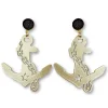 Vanderbilt Gold Tone Anchor Earrings with Black Druzy-Brianna Cannon New