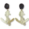 Vanderbilt Gold Tone Anchor Earrings with Black Geode-Brianna Cannon New