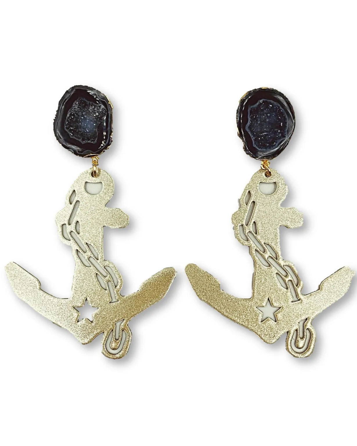 vanderbilt_gold_tone_anch_0-3.webp Vanderbilt Gold Tone Anchor Earrings with Black Geode-Brianna Cannon New