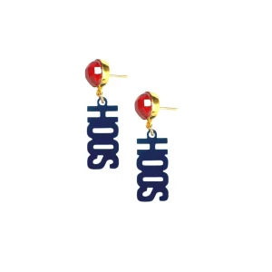 Virginia Mini Navy HOOS Earrings-Brianna Cannon Best