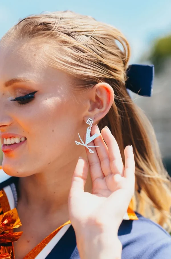 Virginia Silver Logo Earring with BC Logo-Brianna Cannon Online