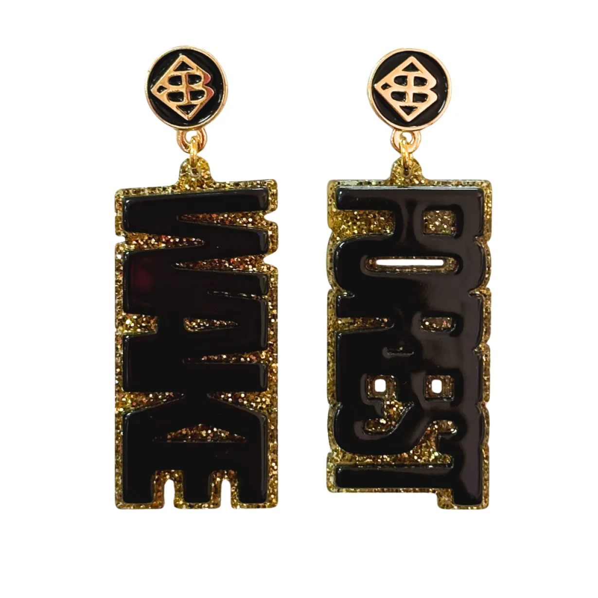 wake_forest_black__gold_g_0.webp Wake Forest Black & Gold Glitter WAKE FOREST Earring-Brianna Cannon New