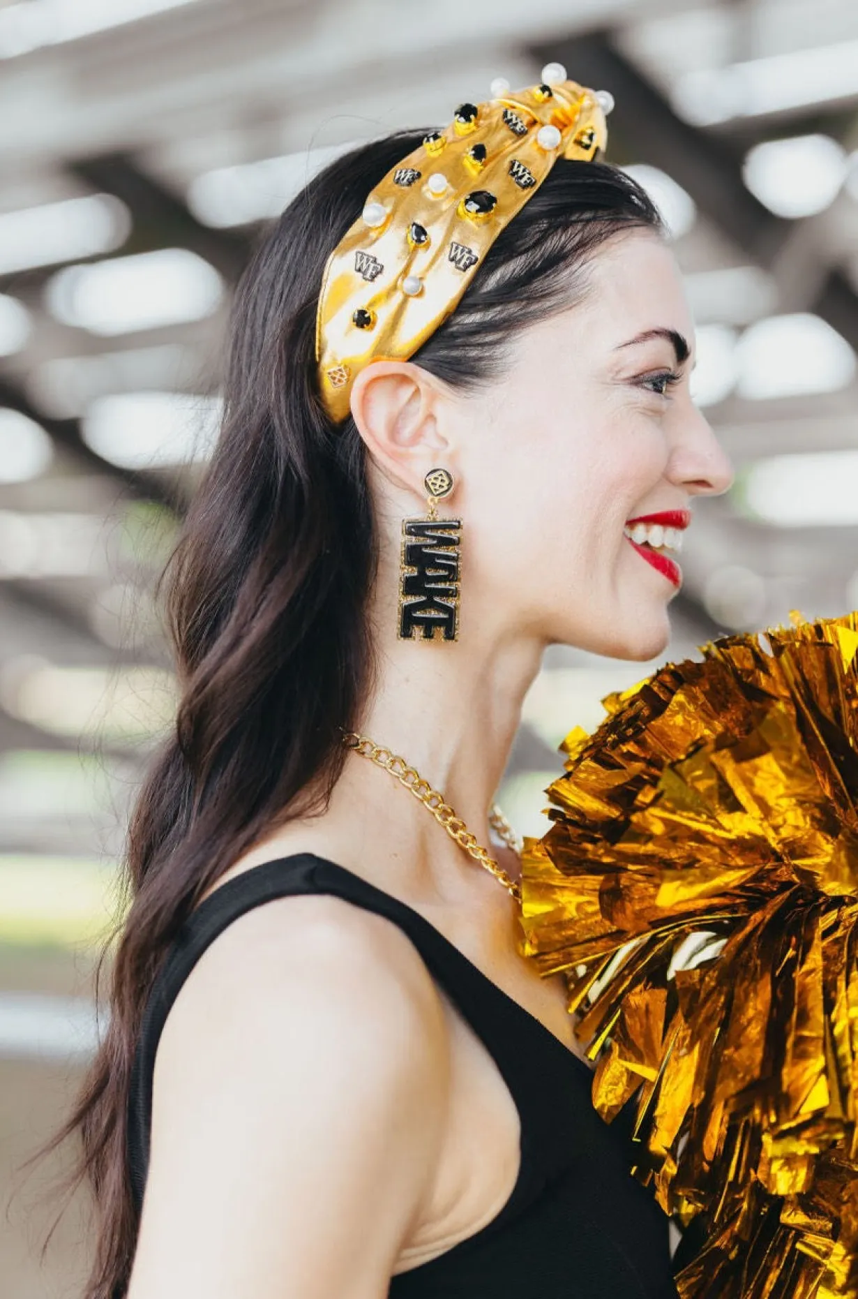 wake_forest_black__gold_g_1.webp Wake Forest Black & Gold Glitter WAKE FOREST Earring-Brianna Cannon New
