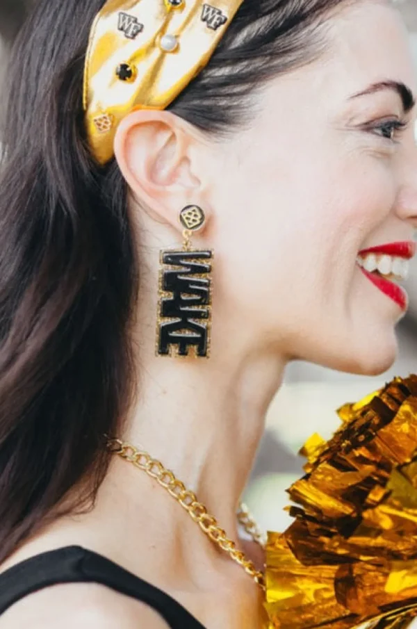 Wake Forest Black & Gold Glitter WAKE FOREST Earring-Brianna Cannon New
