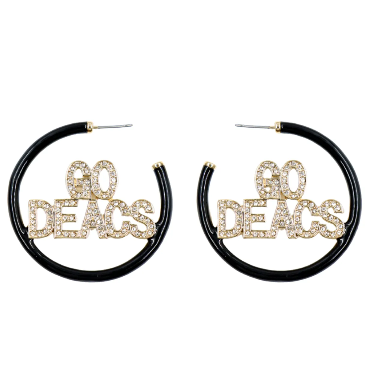 wake_forest_go_deacs_blac_0.webp Wake Forest GO DEACS Black Pavé Hoop Earrings-Brianna Cannon Discount