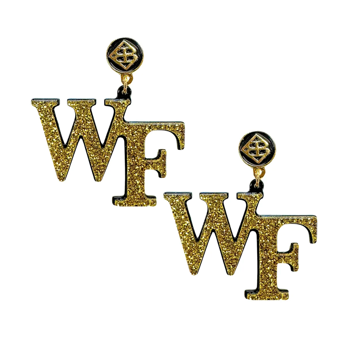 wake_forest_gold_glitter__0.webp Wake Forest Gold Glitter Logo Earrings-Brianna Cannon Outlet