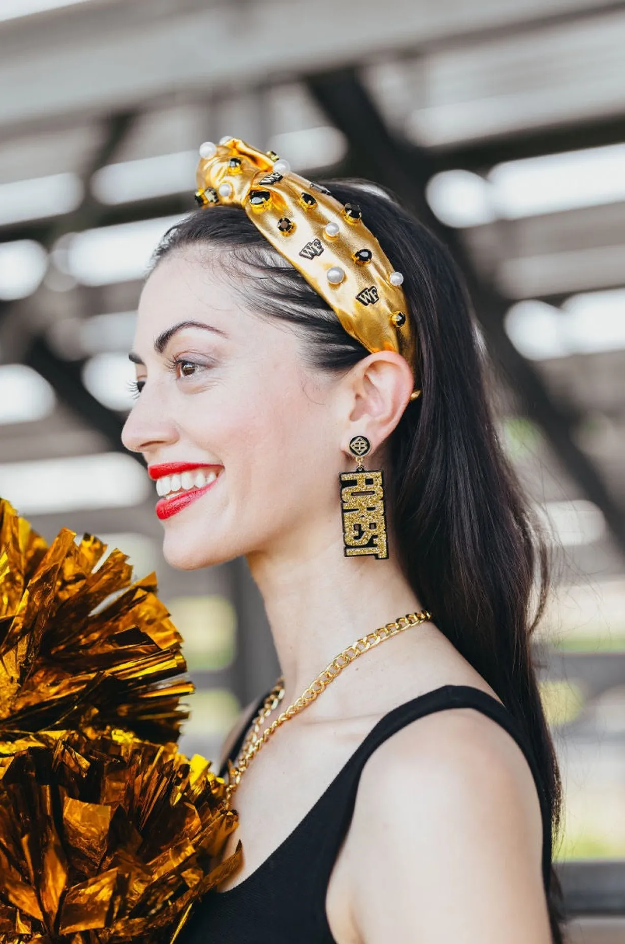 wake_forest_gold_glitter__1-1.webp Wake Forest Gold Glitter & Black WAKE FOREST Earring-Brianna Cannon Discount