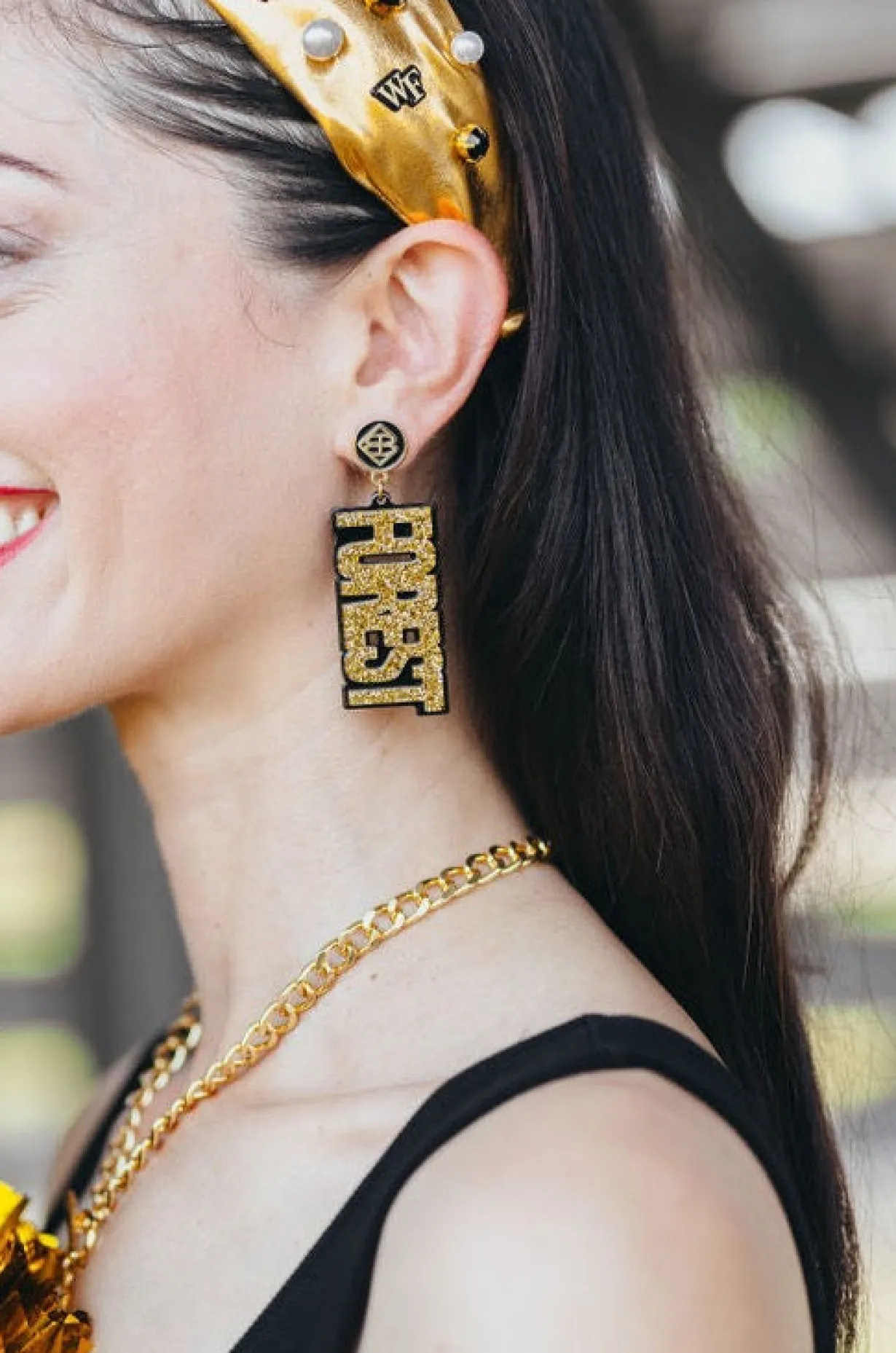 wake_forest_gold_glitter__2-1.webp Wake Forest Gold Glitter & Black WAKE FOREST Earring-Brianna Cannon Discount
