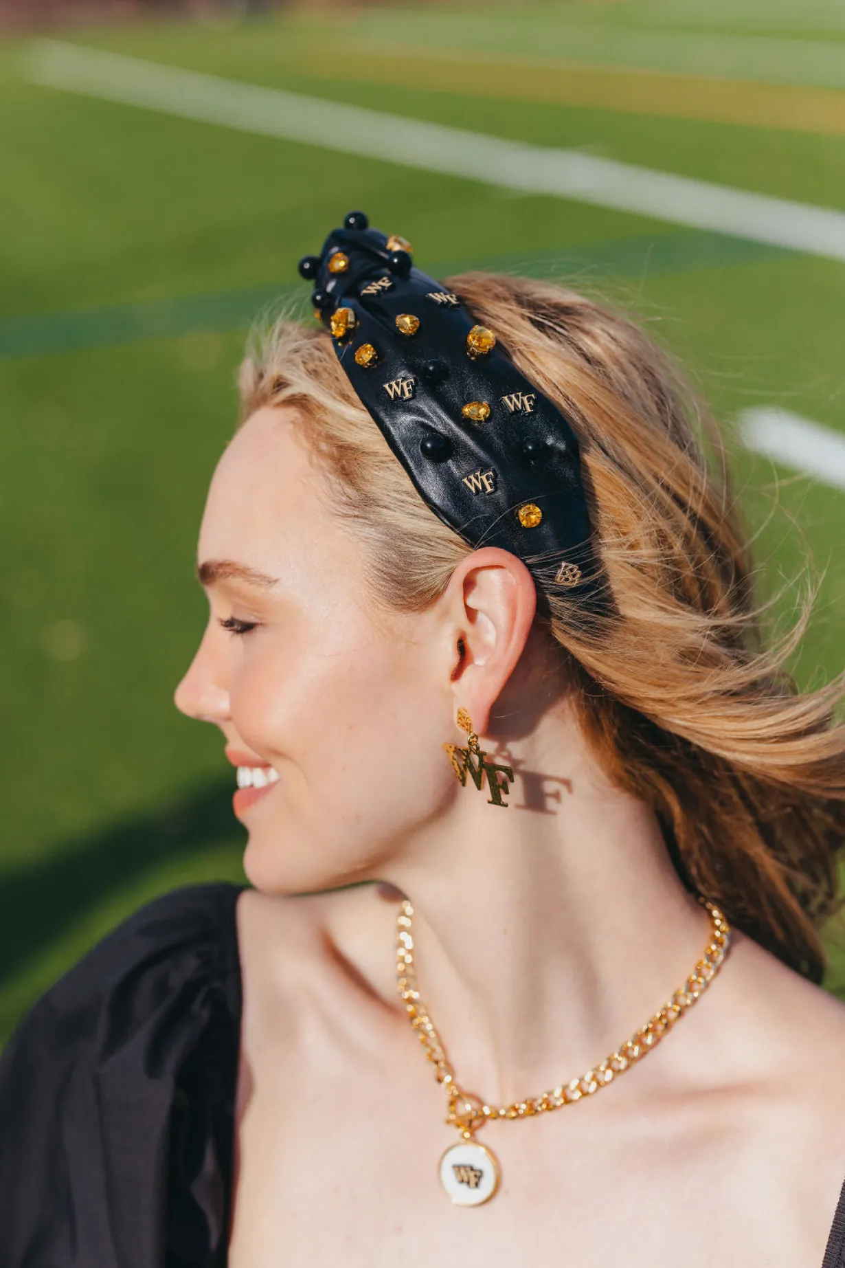 wake_forest_gold_logo_ear_1.webp Wake Forest Gold Logo Earring with BC Logo-Brianna Cannon Fashion