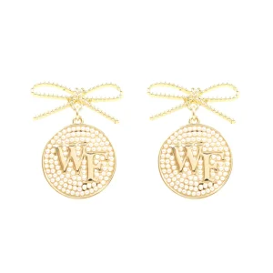 Wake Forest Logo Pearl Medallion Earring-Brianna Cannon Discount