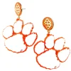 White and Orange Clemson Paw Earrings-Brianna Cannon Sale