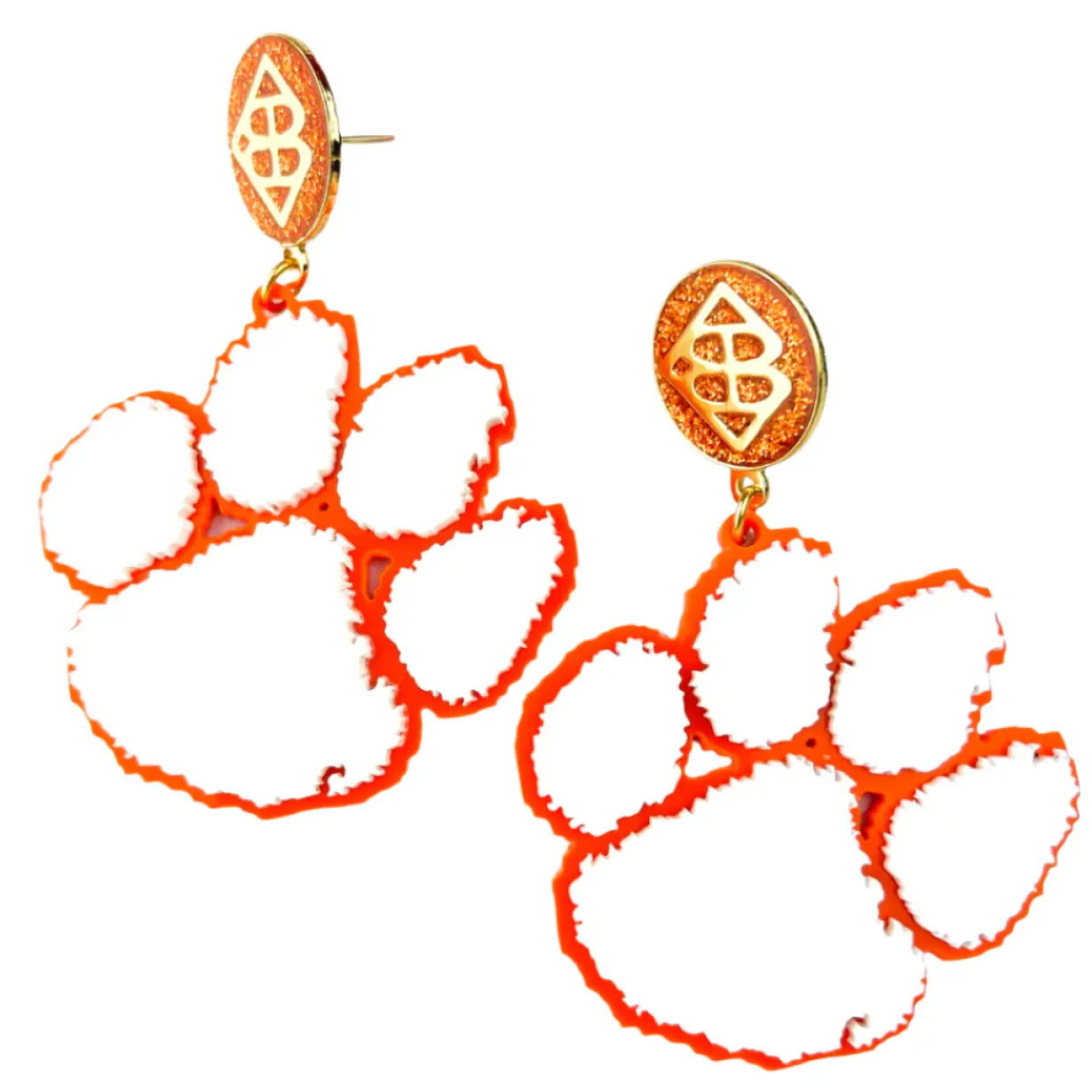 white_and_orange_clemson__0.webp White and Orange Clemson Paw Earrings-Brianna Cannon Sale