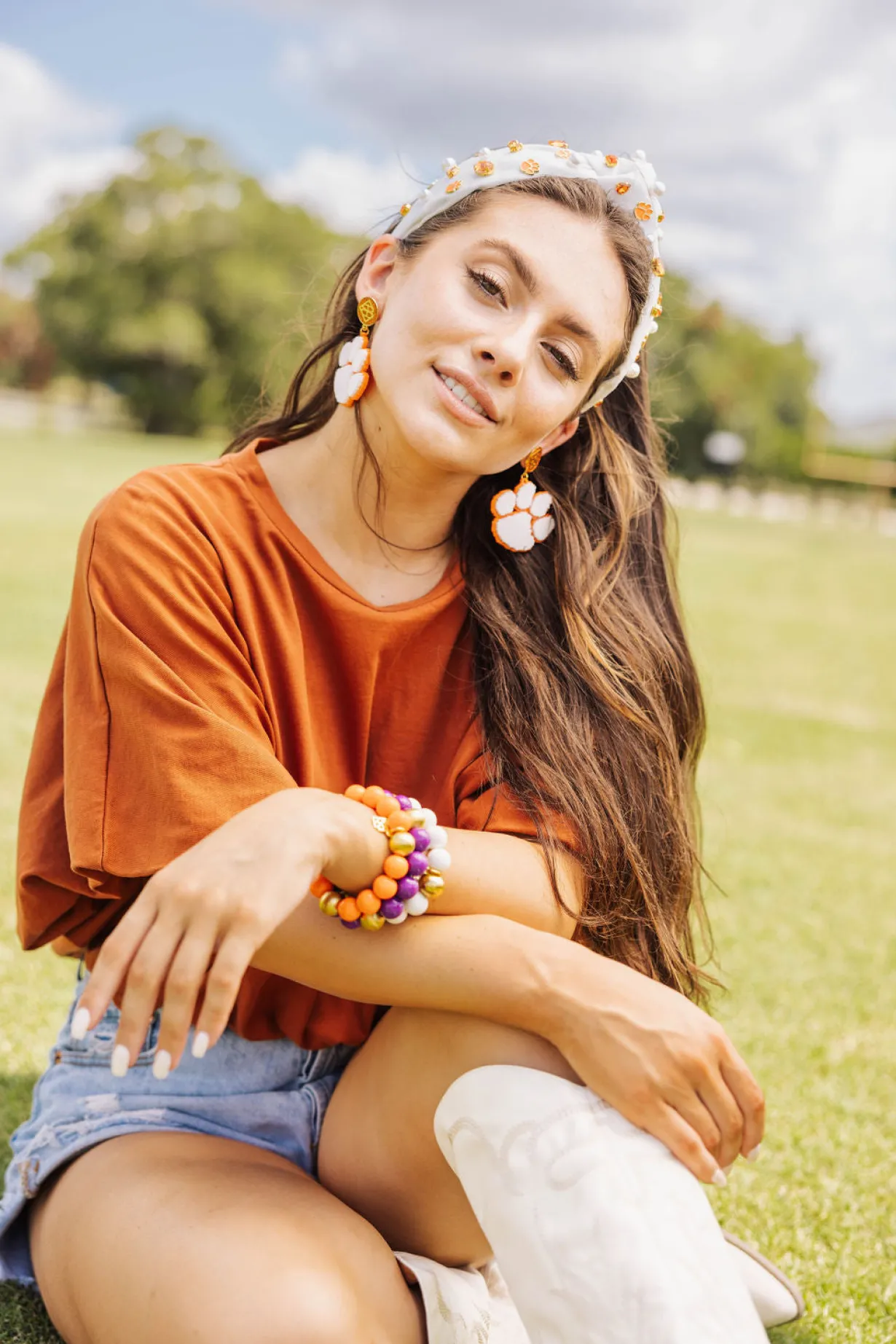 white_and_orange_clemson__1.webp White and Orange Clemson Paw Earrings-Brianna Cannon Sale