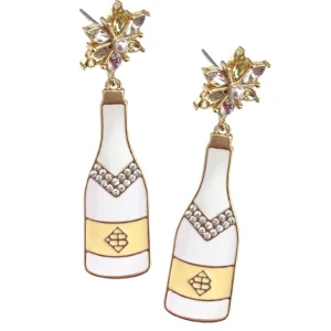 White Celebration Champagne Earrings-Brianna Cannon Fashion