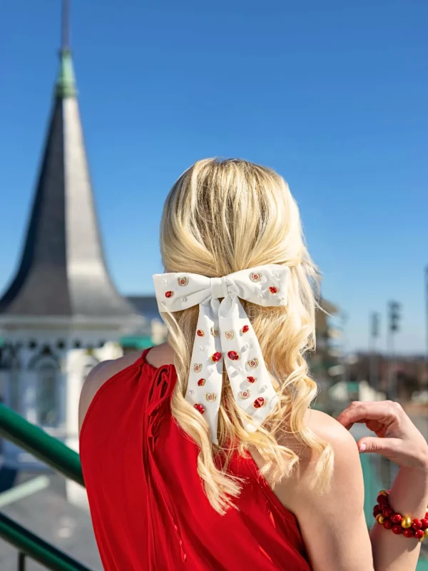 White Kentucky Derby Bow Hair Barrette-Brianna Cannon New