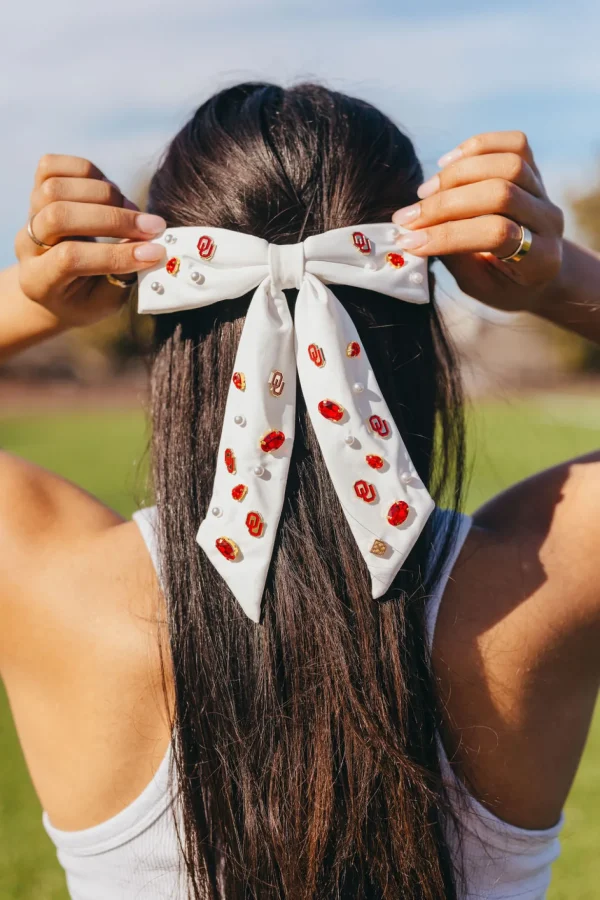 White OU Bow Barrette-Brianna Cannon Clearance